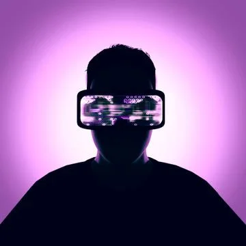 Man using the virtual reality headset. 3d render Stock Illustration