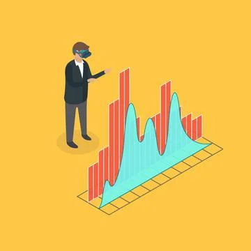Man using the virtual reality headset. Isometric 3d vector Stock Illustration