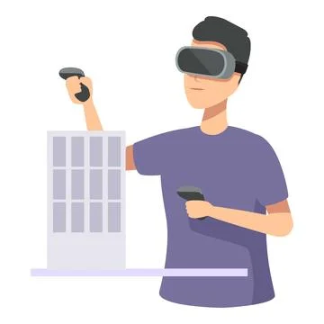Man using virtual reality headset with controllers Stock Illustration