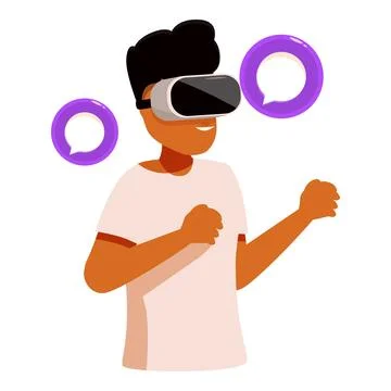 Man using virtual reality headset chatting in metaverse Illustrazione stock