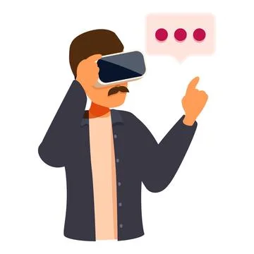 Man using virtual reality headset and exploring metaverse Stock Illustration