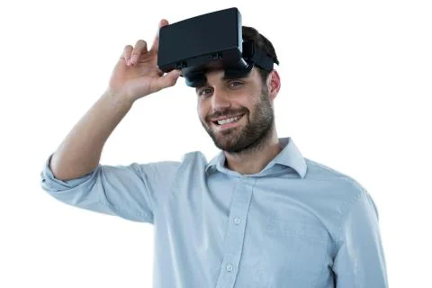 Man using virtual reality headset Stock Photos