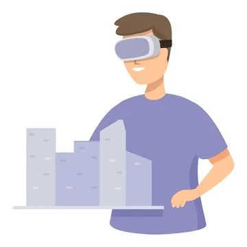 Man using virtual reality for urban planning Stock Illustration
