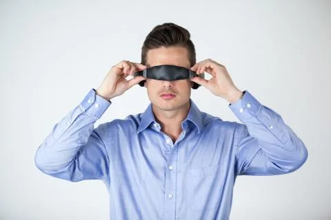 Man using virtual video glasses 스톡 사진
