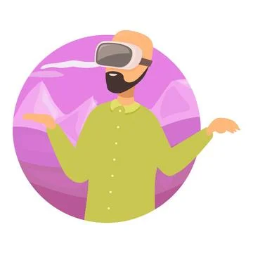 Man using vr headset exploring virtual reality world, enjoying immersive Illustrazione stock