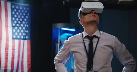 Man using VR headset Stock Photos