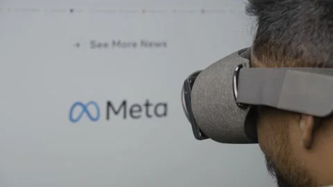 Man using vr with meta Stock Footage 164044269