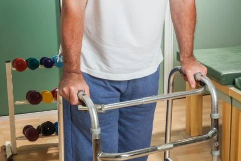 Man using a walker Stock Photos