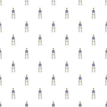Man using walking frame seamless pattern background Stock Illustration