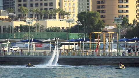 Man using water jet pack Stock Footage 86941954