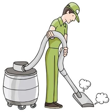 Man using wet dry vacuum Stockillustratie