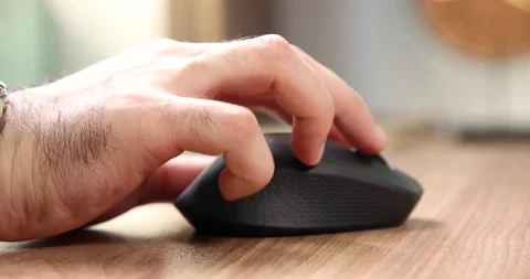 Man using wireless laptop mouse close up Stock Footage 133918147