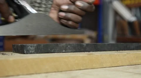 Man using wood planer in workshop Video stock 60427497