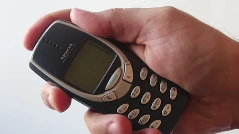 Man Is Using Working Vintage Nokia 3310 Mobile Phone Stock Footage 158317300
