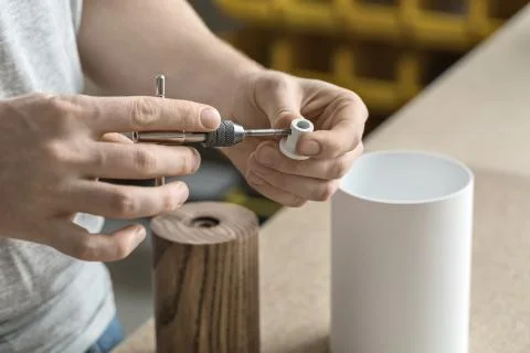 Man using wrench in workshop Stock-Fotos