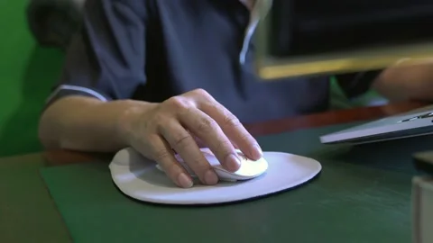 Man using wrist rest or support mouse pad while working on computer. Video stock 162209001