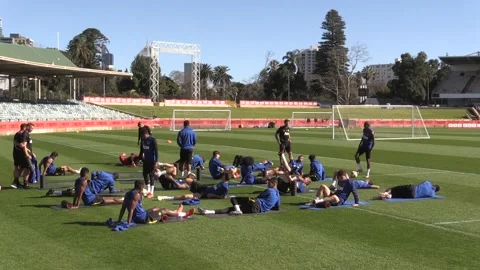 Man Utd train ahead of Leeds friendly in Perth Video stock 148575752