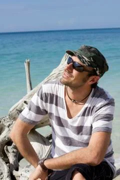 Man in vacation 스톡 사진