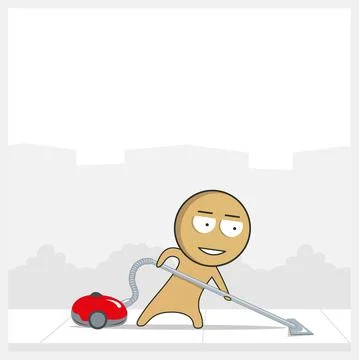 Man with a vacuum cleaner Illustrazione stock