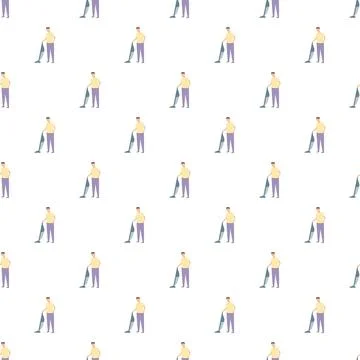 Man vacuuming floor repeating pattern concept Stock Illustration