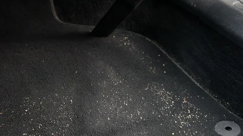 A man vacuums the car interior Stockbeeldmateriaal 98187070