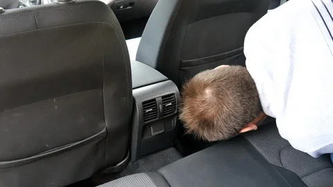 A man vacuums the car interior Vidéo 98212616