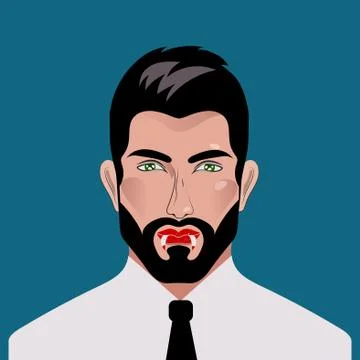 Man with vampire fangs Stock Illustration