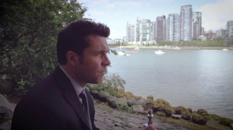 Man vaping electronic cigarette Stock Footage 64454705