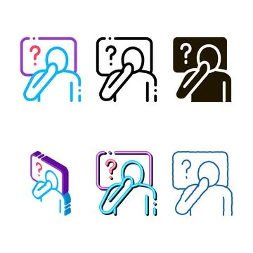 Man variants question mark frame icon outline Illustrazione stock