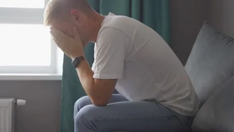 The man is very upset. Stock Footage 221398515