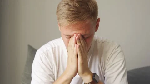 The man is very upset. Stock Footage 221398752