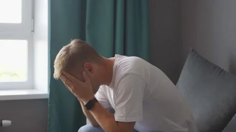 The man is very upset. Stock Footage 221399637