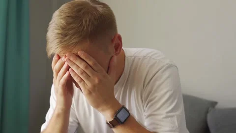 The man is very upset. Stock Footage 221399740