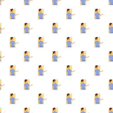 Man video call pattern communicating remotely via technology Stock Illustration