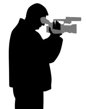 Man with video camera looking through viewfinder Stock Illustration