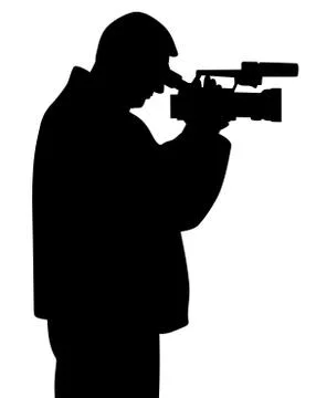 Man with video camera looking through viewfinder Stock Illustration