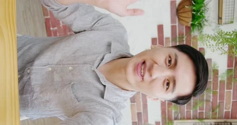 Man video chat at home Stock Footage 132464081