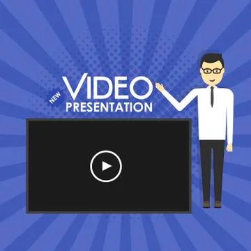 Man Video Presentation concept illustration Stockillustratie