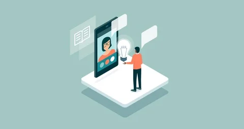 Man videocalling a teacher online Stock Footage 91785032