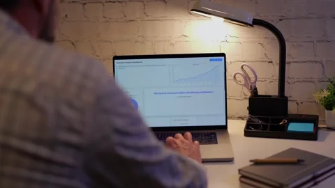 Man Viewing Annual Business Analytics Dashboard Stock Footage 321494610