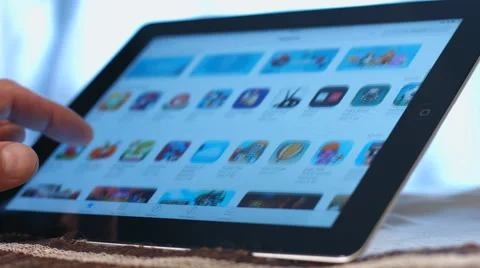 The man in the viewing application on the tablet computer camera is in motion. Stock Footage 62867644