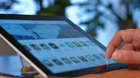 The man in the viewing application on the tablet computer camera is in motion. Stock Footage 62867685