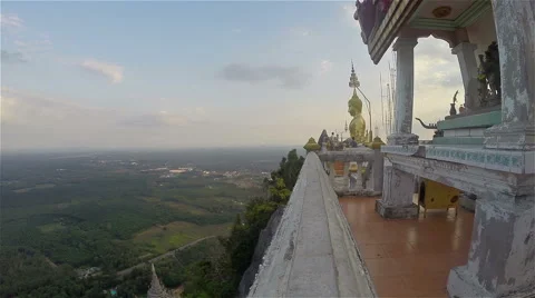 A man on viewpoint of the Tiger Cave temple Stock Footage 61323126