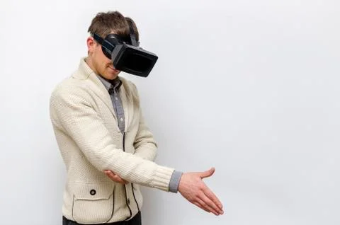 Man in virtual glasses Stock Photos