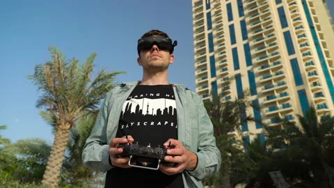 Man in virtual glasses with a remote control Stock-Footage 132941098