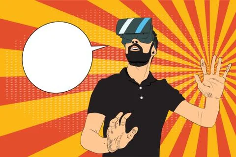 Man with virtual reality glasses Illustrazione stock