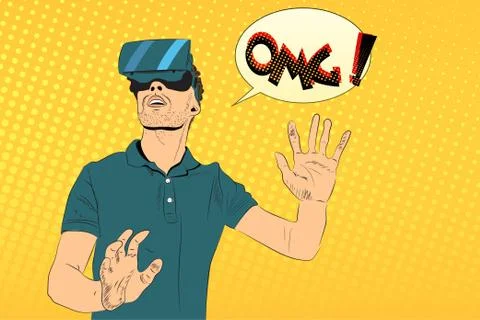 Man with virtual reality glasses Illustrazione stock