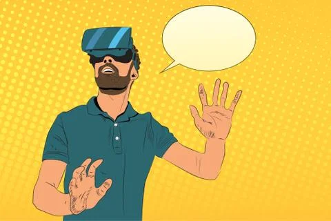 Man with virtual reality glasses Illustrazione stock
