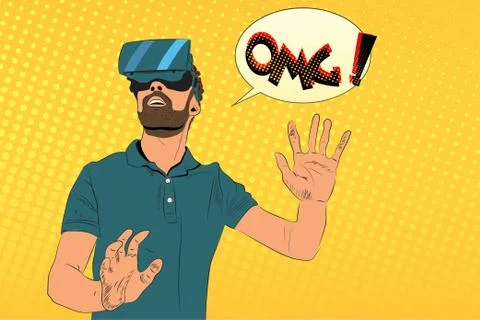 Man with virtual reality glasses Stock Illustration