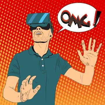 Man with virtual reality glasses Stock Illustration